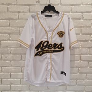 Nike 49ers White and Gold Jersey